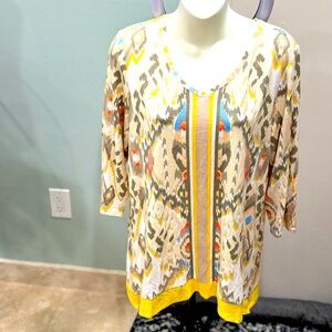 Medium (1) Chico’s Zenergy South Western Design Tunic Long Sleeve scoop neck